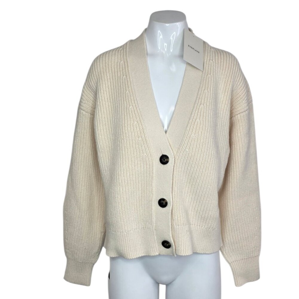 Everlane The Boxy Cardigan in Everyday Cotton, Canvas, Button Front, Size XS